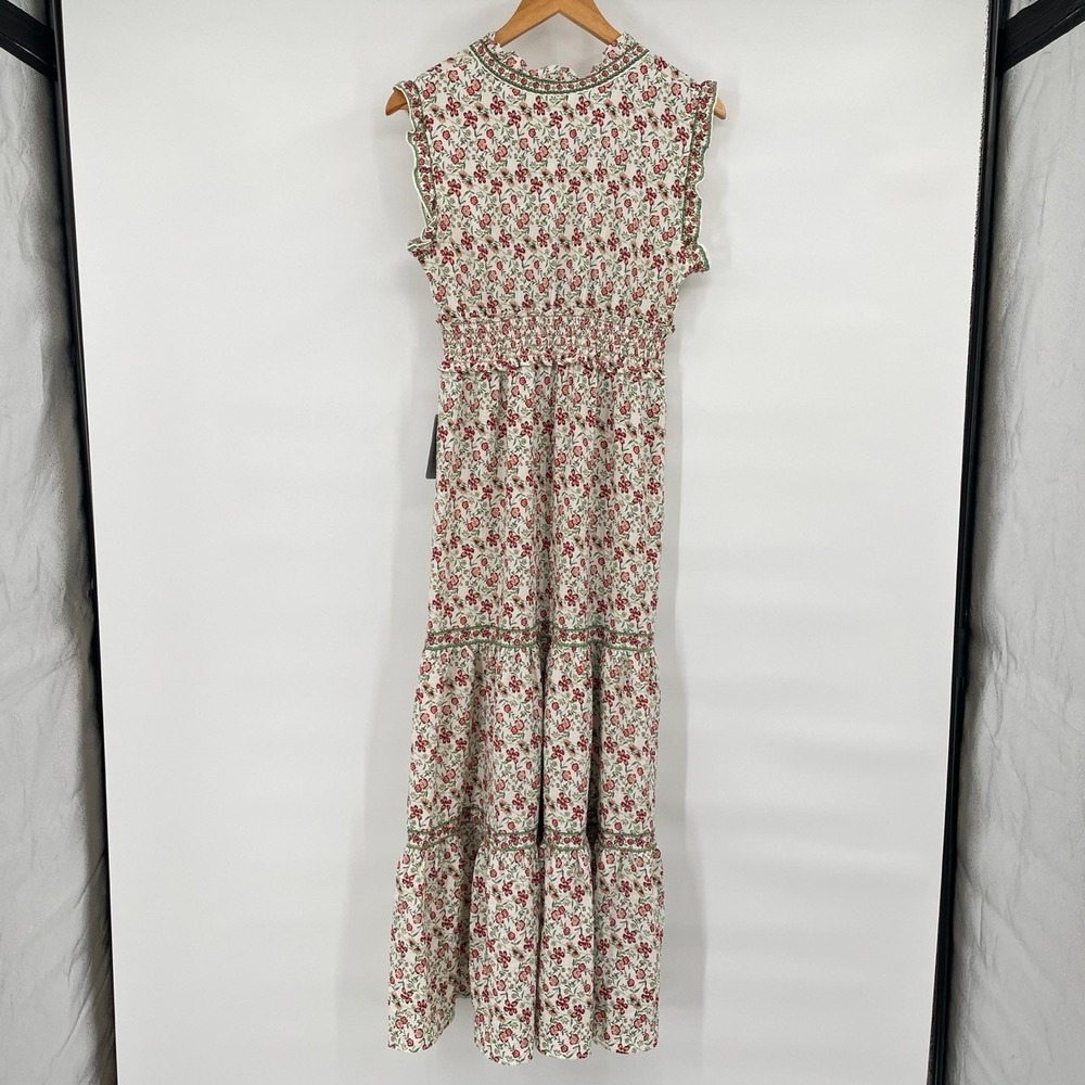 NEW Max Studio Small Floral Maxi Dress Smocked Waist Ruffle Sleeve Cottagecore - Picture 5 of 12
